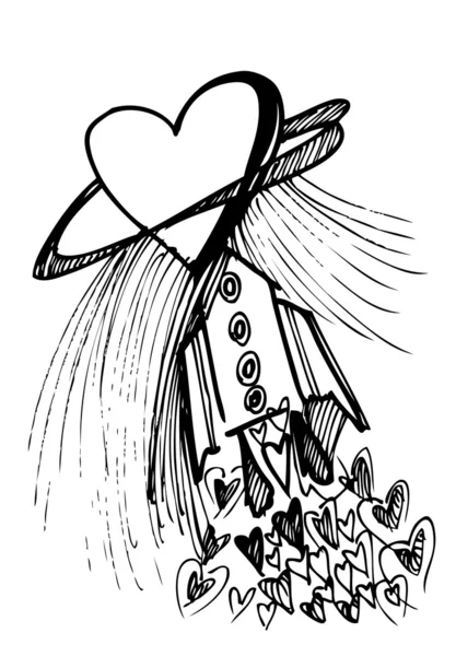 宇宙の愛のためにバインドされているバレンタイン ロケット — ストックベクタ