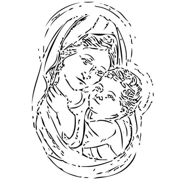 Дева Мария с Иисусом, иллюстрация — стоковый вектор