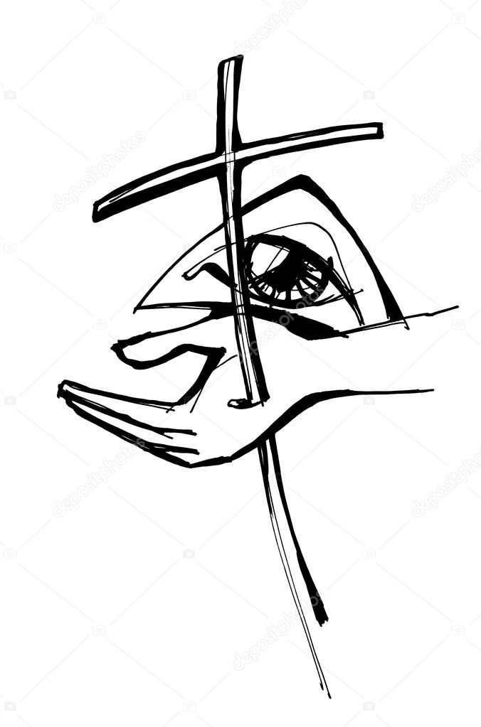 Symbol of the crucifixion and God's eye, illustration vector