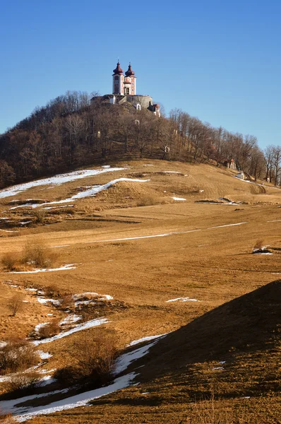 Calvaire en hiver, Banska Stiavnica Slovaquie UNESCO — Photo
