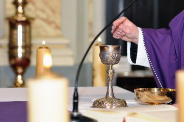 Chalice on the altar for worship clipart