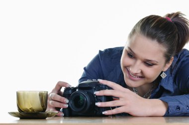 Photographer photographing an empty cup clipart