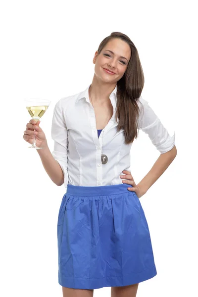 Cute woman with a glass of champagne — Stock Photo, Image