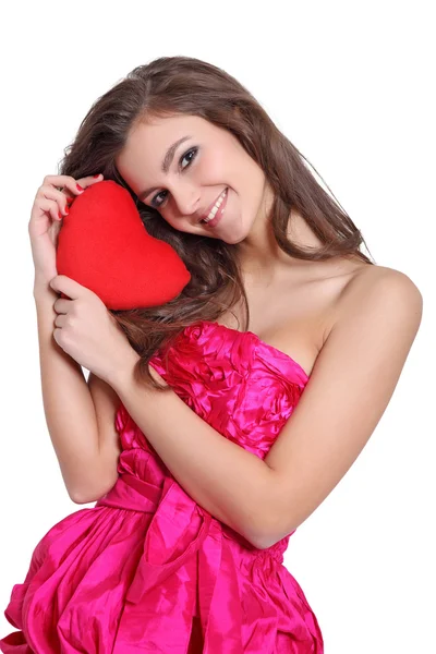 Romantic girl holding a love sign — Stock Photo, Image