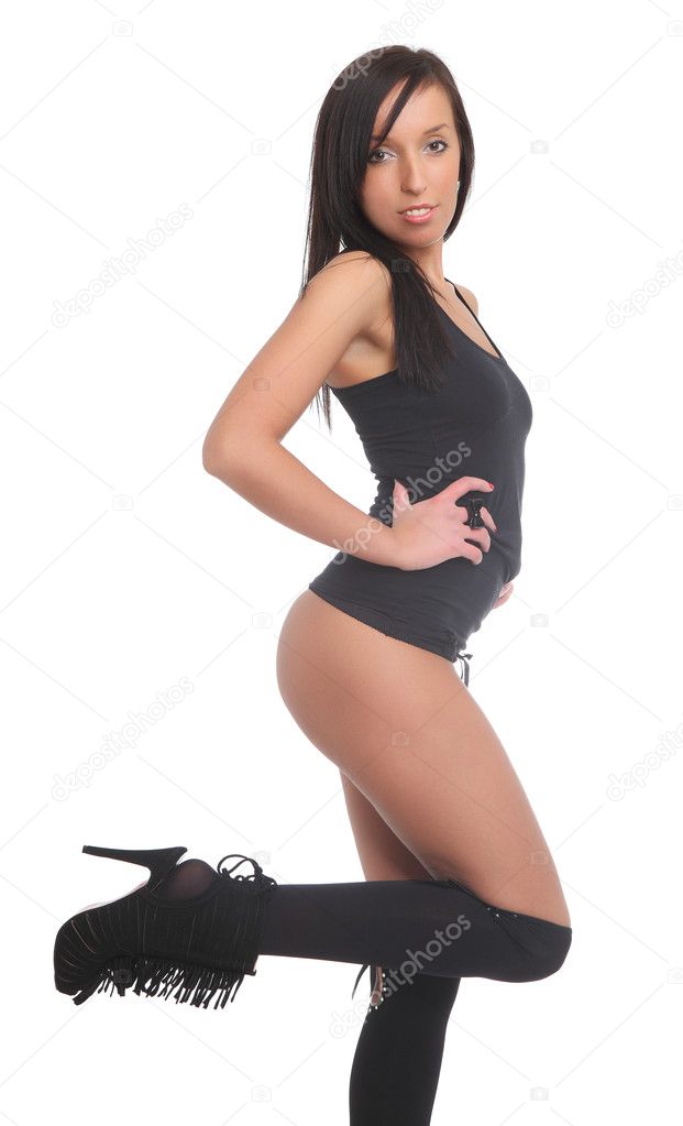 Sexy woman posing on isolated white background