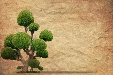 Tree with old grunge paper vintage background clipart