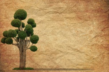 Tree with old grunge paper vintage background clipart