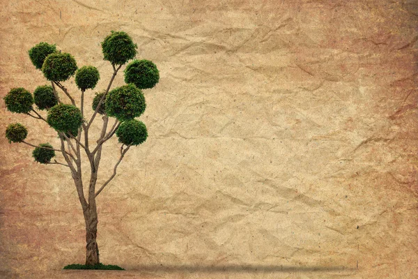 stock image Tree with old grunge paper vintage background