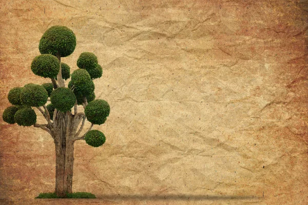 Drzewo z stary nieczysty papier tło — Zdjęcie stockowe