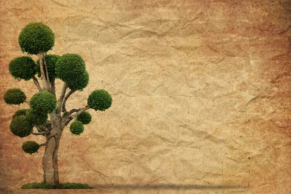 古いグランジ紙ヴィンテージ背景とツリー — ストック写真