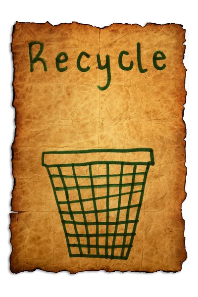 Recycling, auf Hintergrund mit altem Papier — Stockfoto