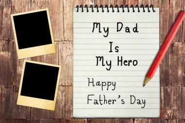 Happy Father's Day Note Paper with instant photo frames clipart