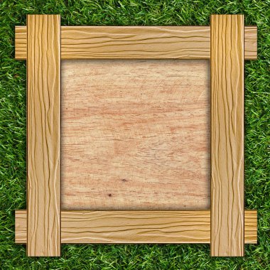 Wooden board on grass clipart