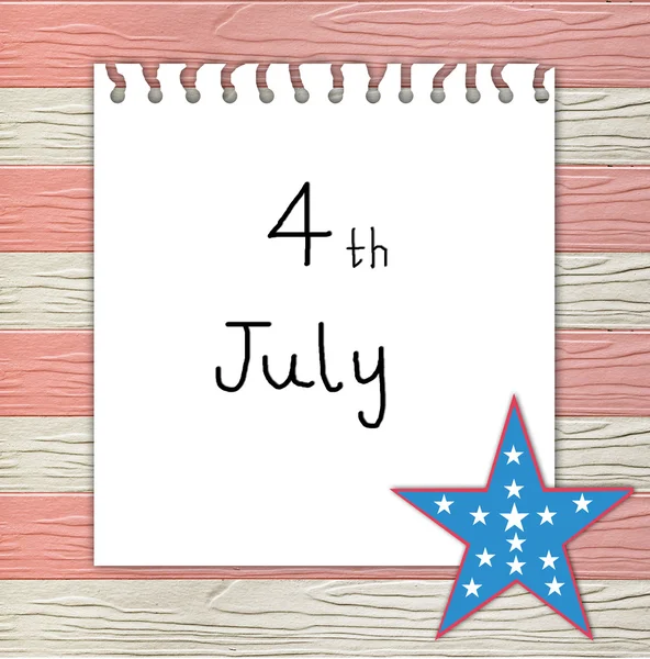 Jour de l'indépendance le 4 juillet sur note papier — Photo