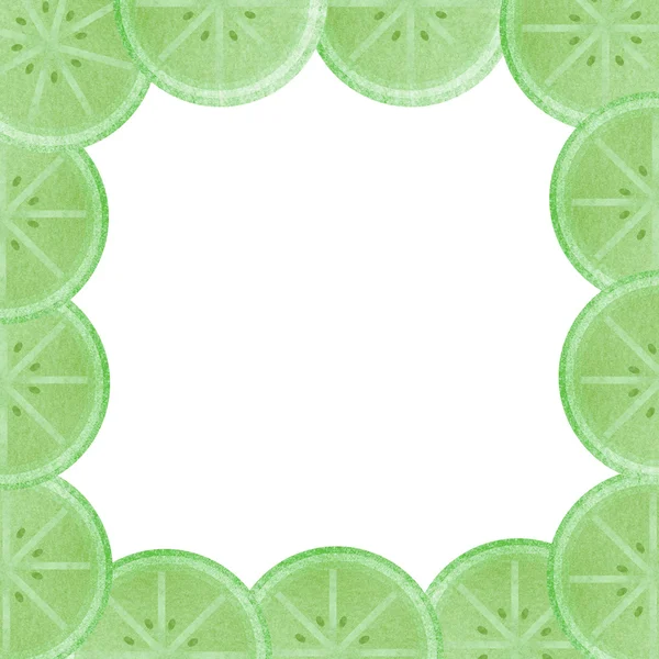 绿色柠檬衬砌到孤立的帧 — 图库照片