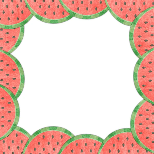 Meloen voering aan het frame geïsoleerd — Stockfoto