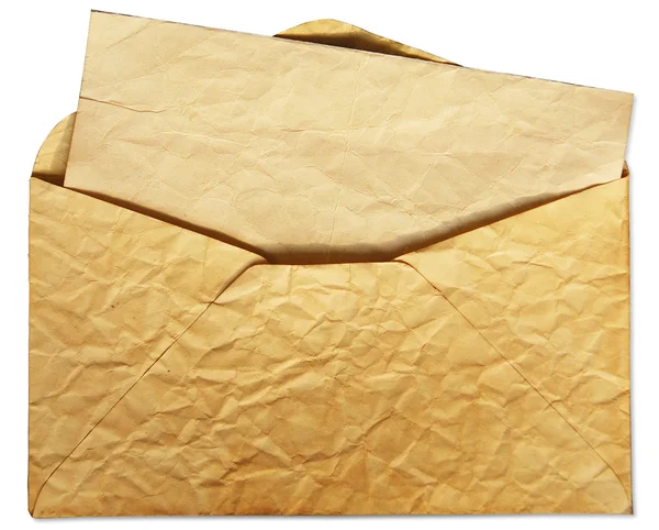Izole kahverengi eski zarfı — Stok fotoğraf
