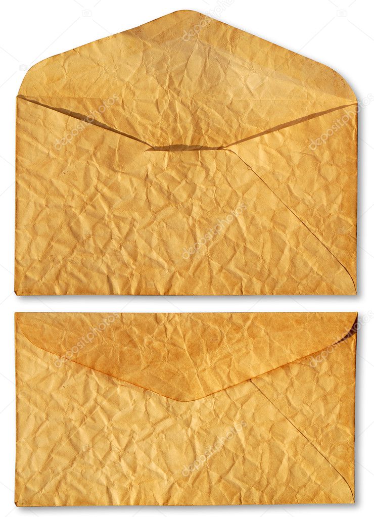 Brown old envelope isolated