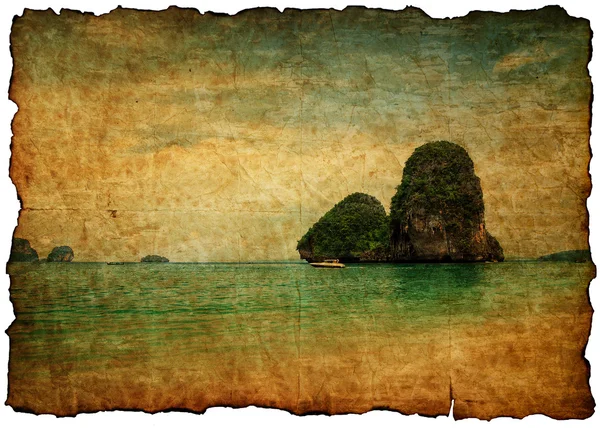 Море на старой открытке в стиле ретро — стоковое фото