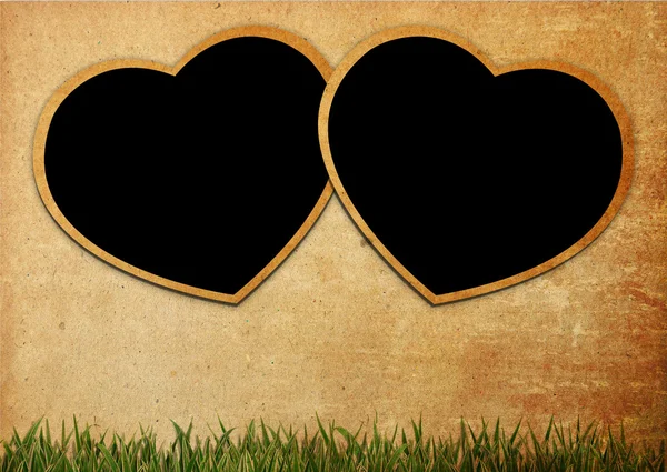 Heart frame on old paper notes background.Vintage style — Stock Photo, Image