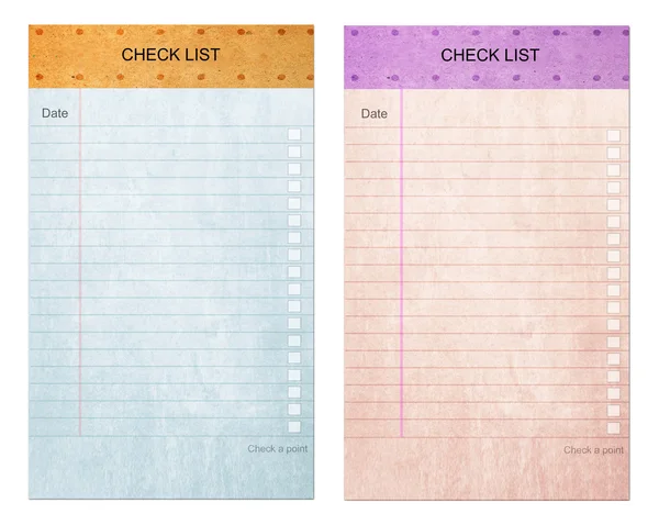 Klibbiga pad checkformulär lista på Obs gamla papper — Stockfoto