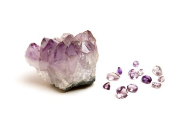 Natural Amethyst and Cut Gems clipart