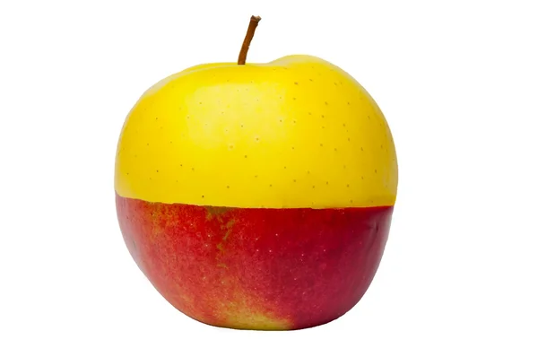 Apfel mit gelber und roter Hälfte — Stockfoto