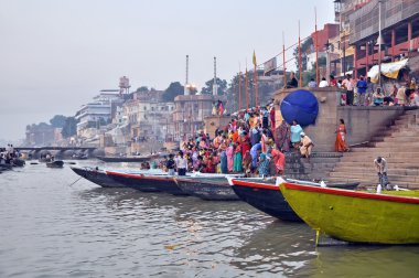 Ghat in Varanasi, India clipart