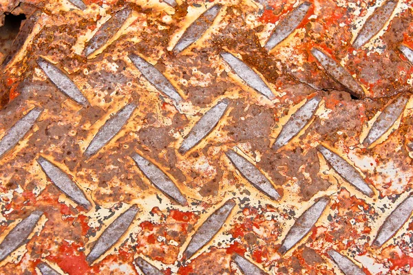 Superfície de aço inoxidável com um padrão branco na textura de fundo superior — Fotografia de Stock