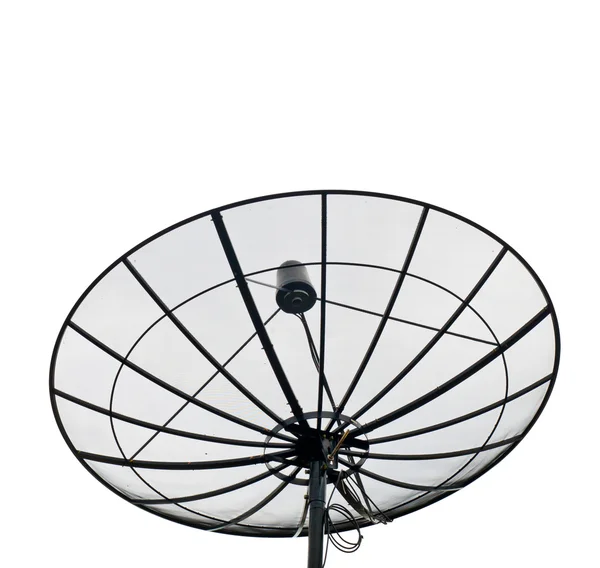 Műholdas antenna fekete elszigetelt Stock Kép