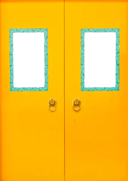 Κίτρινο πόρτες με κόκκινο πλαίσιο — Φωτογραφία Αρχείου