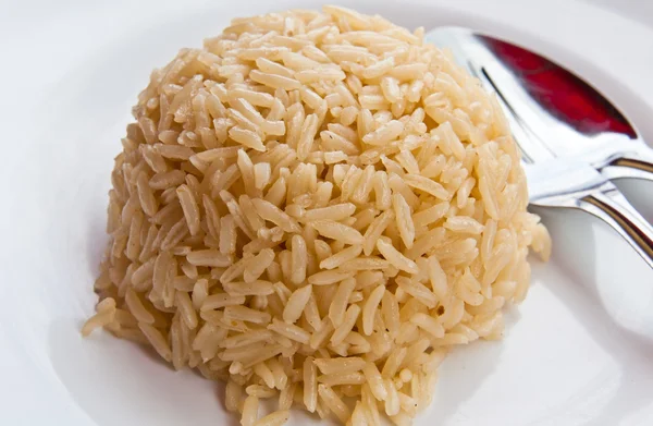 Άσπρο ρύζι στο πιάτο Royalty Free Φωτογραφίες Αρχείου
