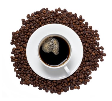 Cup of coffee and coffee beans clipart