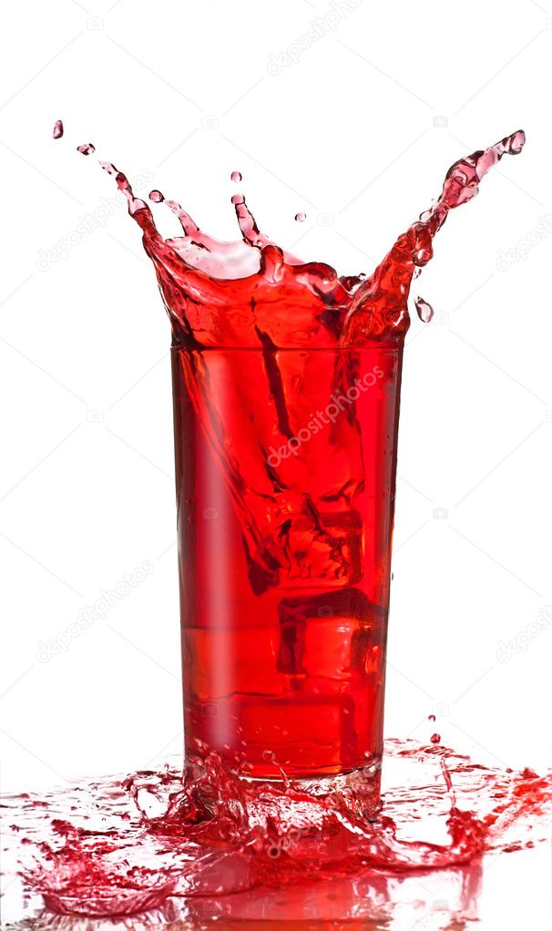 Fruit juice splash in a glass