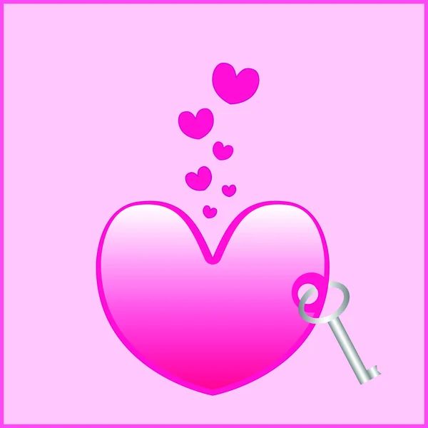 Coeur de Saint-Valentin avec clé — Image vectorielle