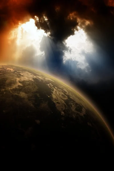 Planeta no céu escuro — Fotografia de Stock
