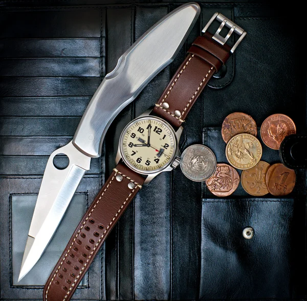 stock image Watch your wallet knife