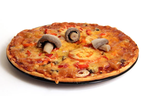 Three mushrooms on pizza — Stock Photo, Image