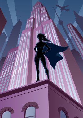 Super Heroine in City clipart