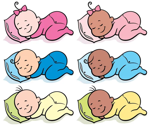 Bebés dormidos sobre fondo blanco — Vector de stock