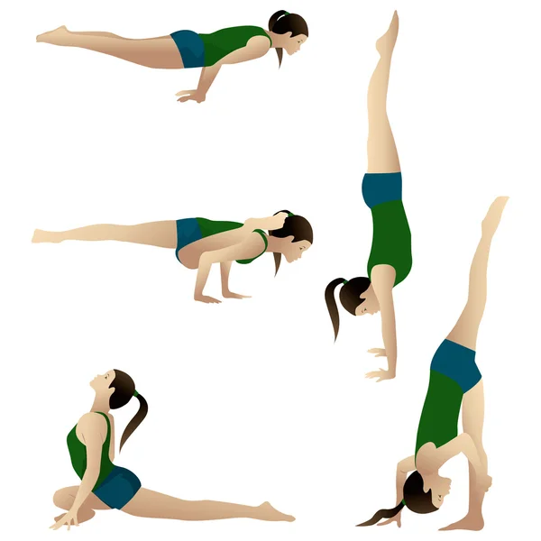 Siluety-skupina 1 / mladá žena cvičí jógu — Stock fotografie