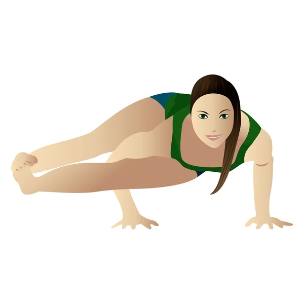 Junge Frau praktiziert Yoga astavakrasana — Stockfoto