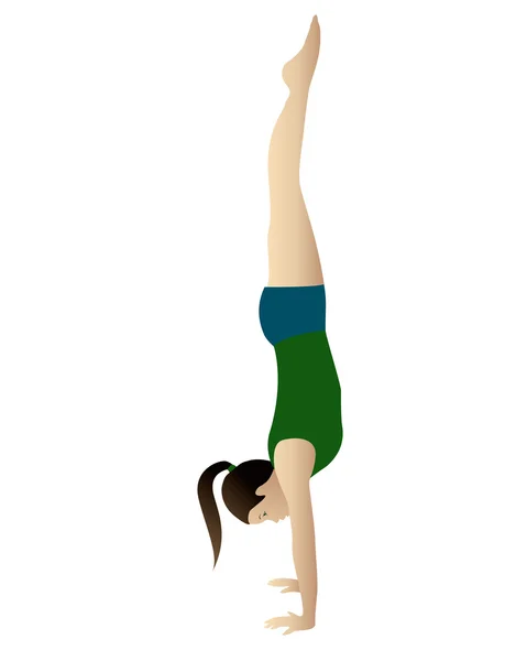 Junge Frau praktiziert Yoga adho mukha vrksasana — Stockfoto