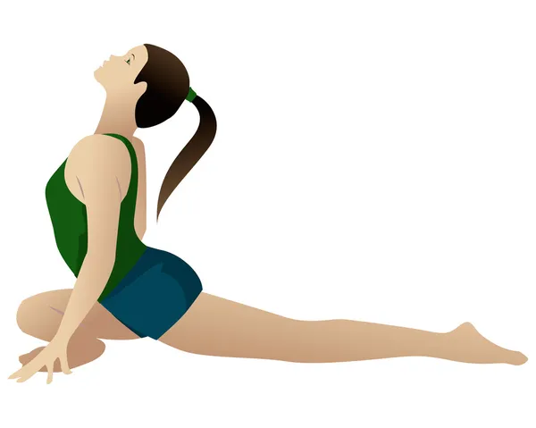 Junge Frau praktiziert Yoga unterstützte Taubenpose — Stockfoto