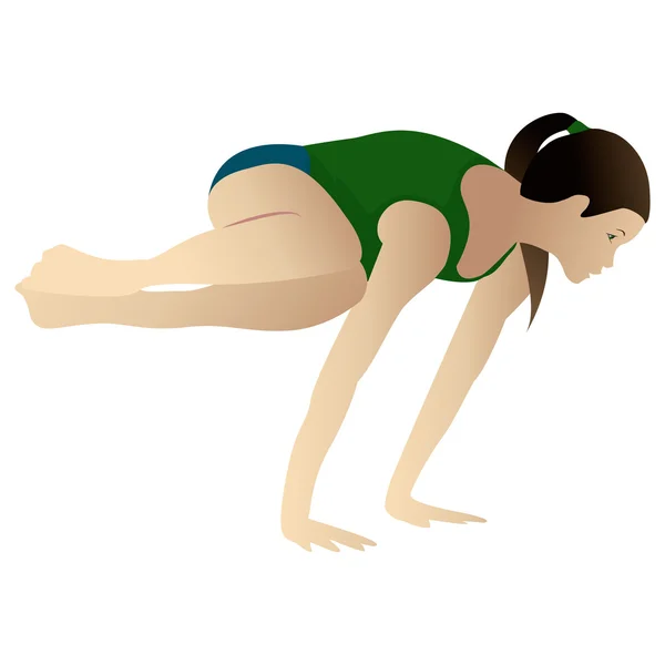 Jovem mulher praticando ioga postura guindaste lateral — Fotografia de Stock