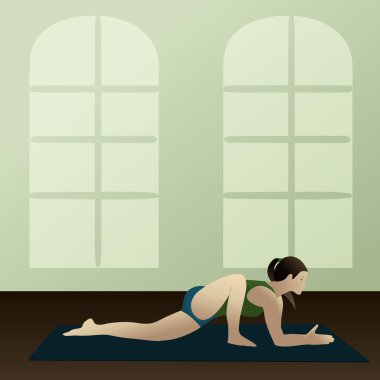 Young woman practicing yoga Lizard Pose clipart