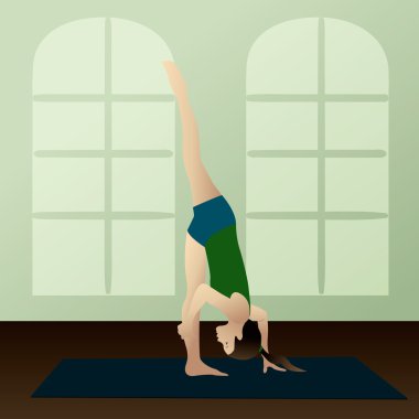 Young woman practicing yoga clipart