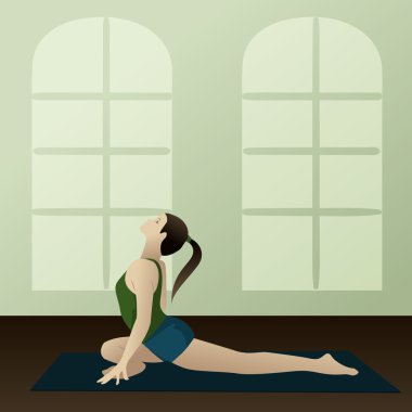 Young woman practicing yoga Supported Pigeon clipart