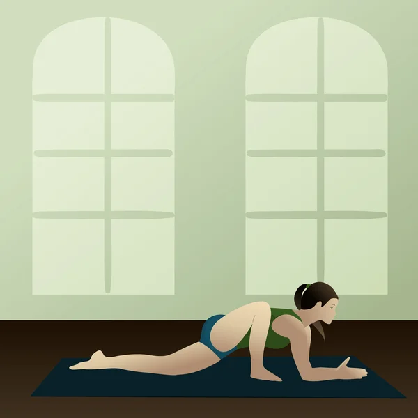 Jonge vrouw praktizerende yoga hagedis vormen — Stockvector