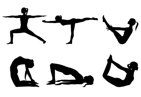 Yoga serisi siluetleri 3 — Stok fotoğraf